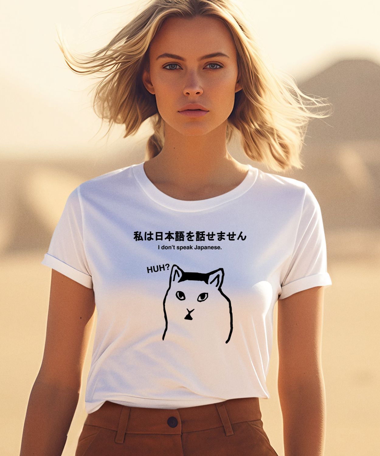 Sutokuyu Cat I Don't Speak Japanese Huh Shirt