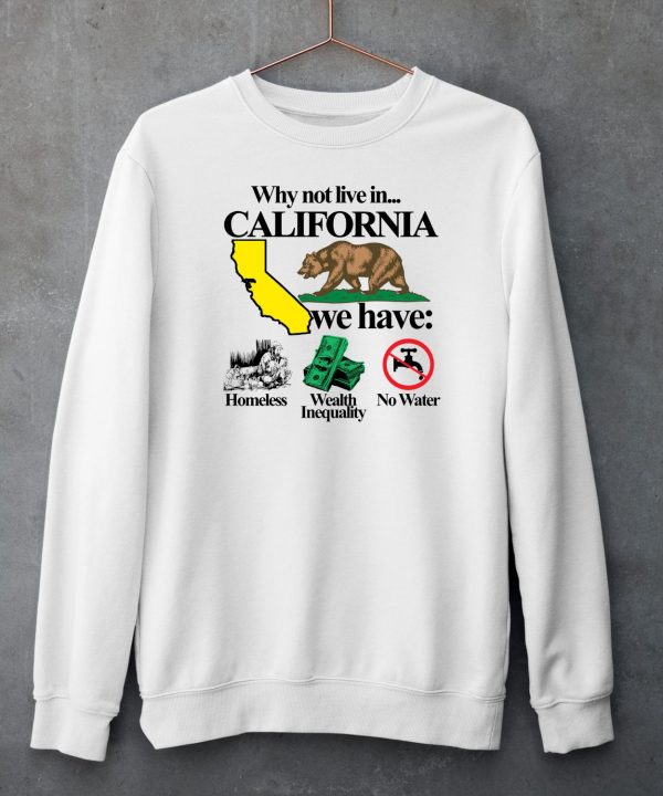 Theclassyshirts Why Not Live In California We Have Homeless Wealth Inequality No Water Shirt4