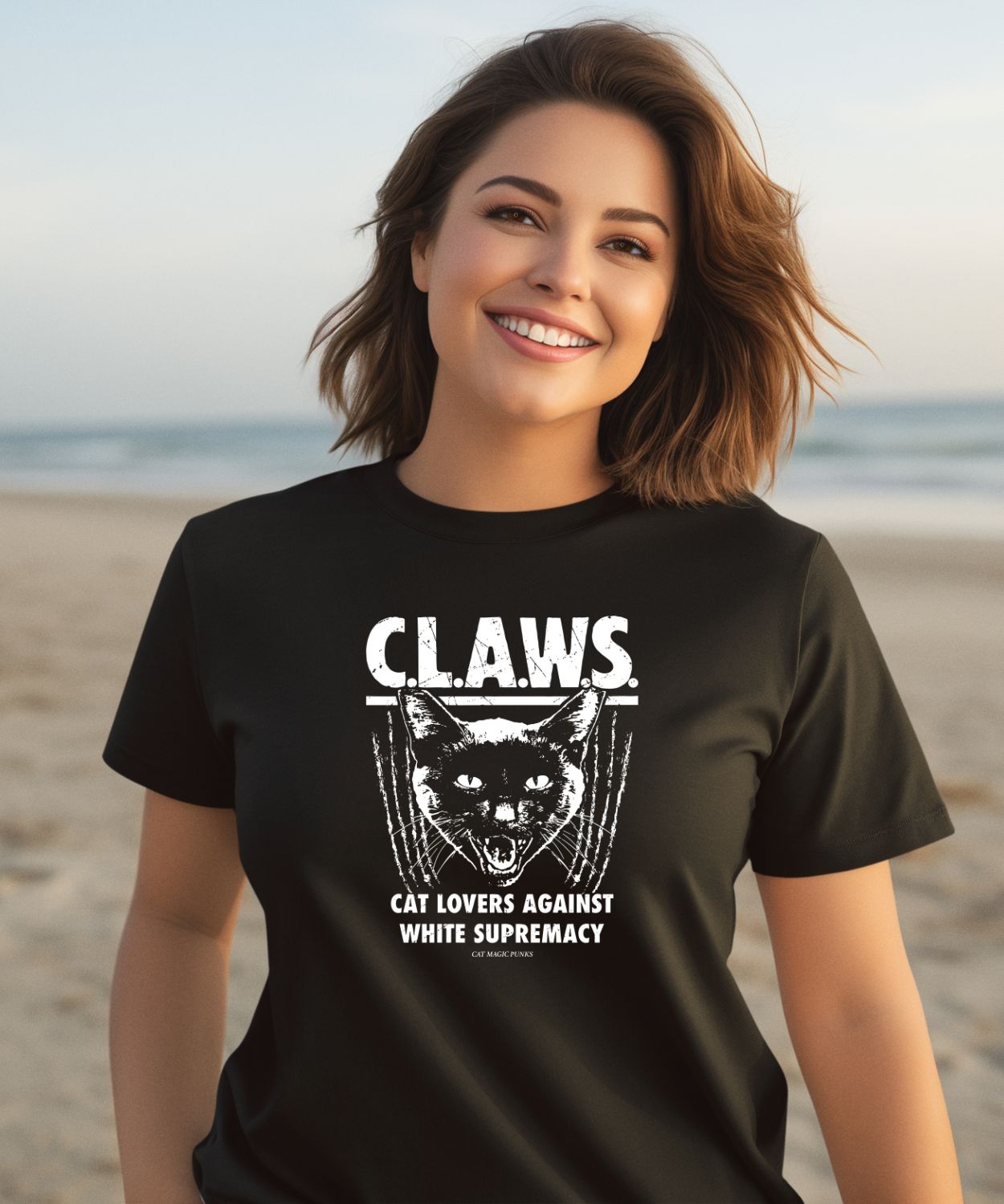 Majorhightide Wearing Claws Cat Lovers Against White Supremacy Shirt