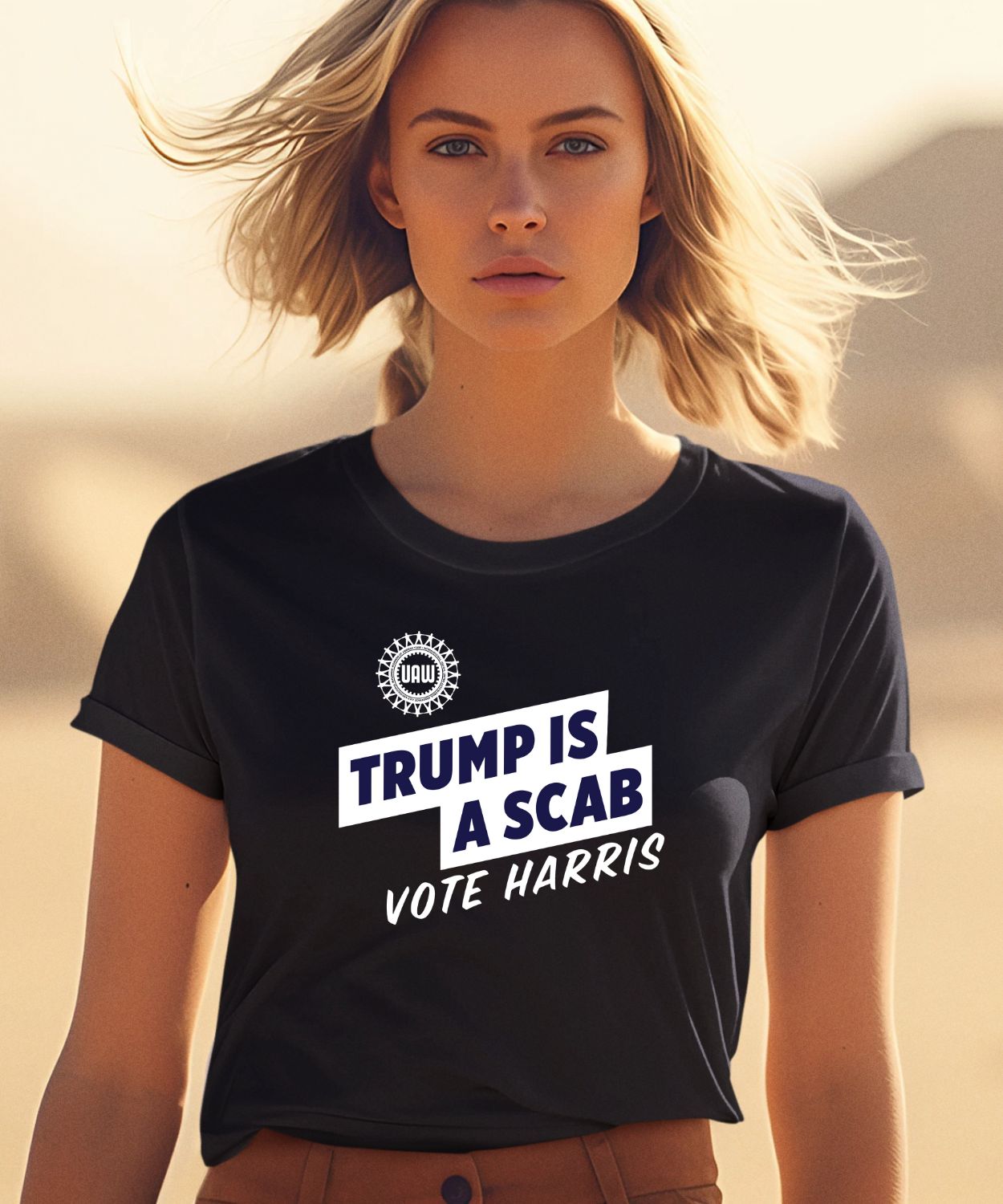 Uaw President Shawn Fain Wearing Trump Is A Scab Vote Harris Stand Up Speak Up Show Up Shirt